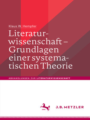 cover image of Literaturwissenschaft – Grundlagen einer systematischen Theorie